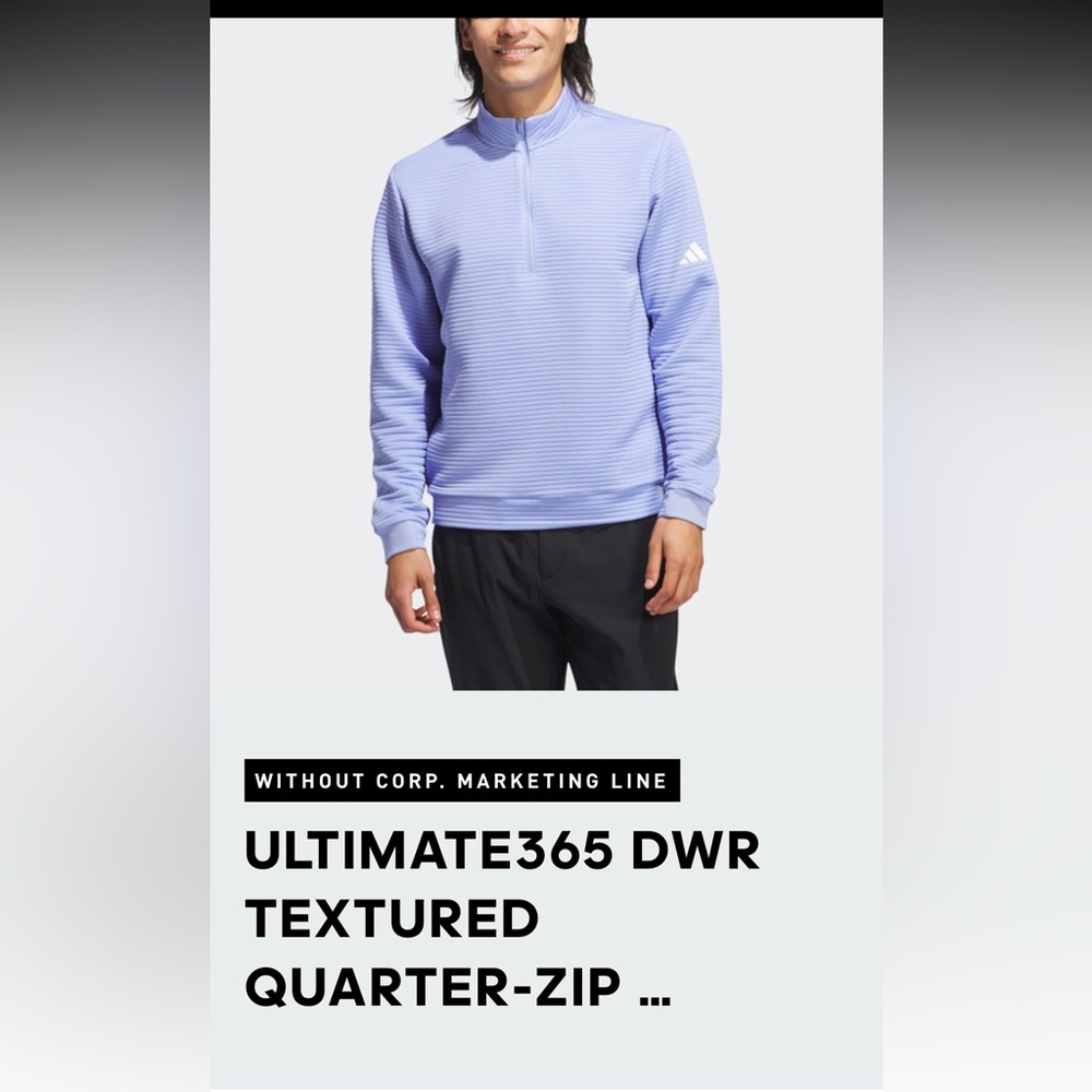 Adidas Mens Ultimate365 DWR Textured Quarter Zip L